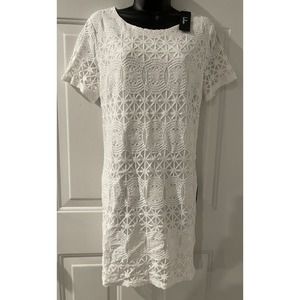 Lulus Womens Sz Large Sheath Dress White Embroidered Lace Overlay New NWT